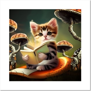 A Cute Kitten reading Adventures Posters and Art